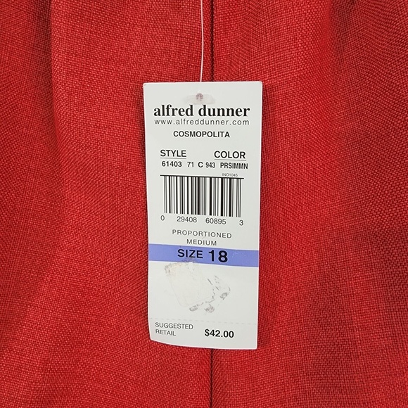 Alfred Dunner Proportioned Medium Pull-On Pants size 18 Persimmon 61403 NWT - Picture 8 of 11